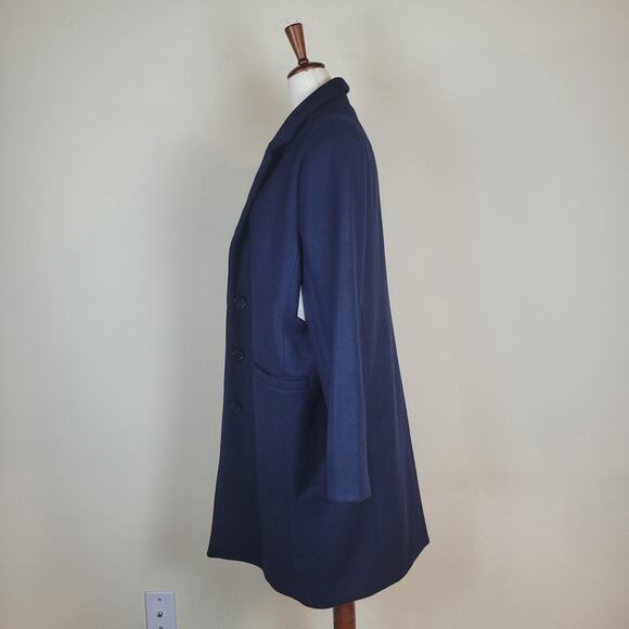 Amazon Essentials Coat Medium Navy Wool Blend Long Overcoat Oversized NEW - Picture 5 of 9